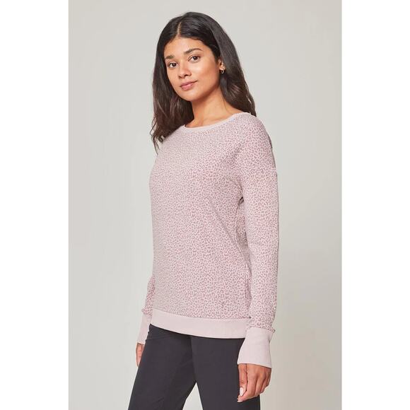 Mondetta Pink Lightweight Animal Print Sweatshirt Pullover Activewear Top L - Picture 1 of 5